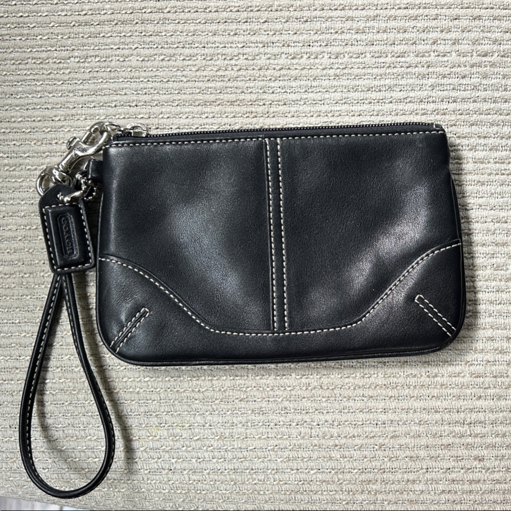 Coach Black Leather Phone Wristlet